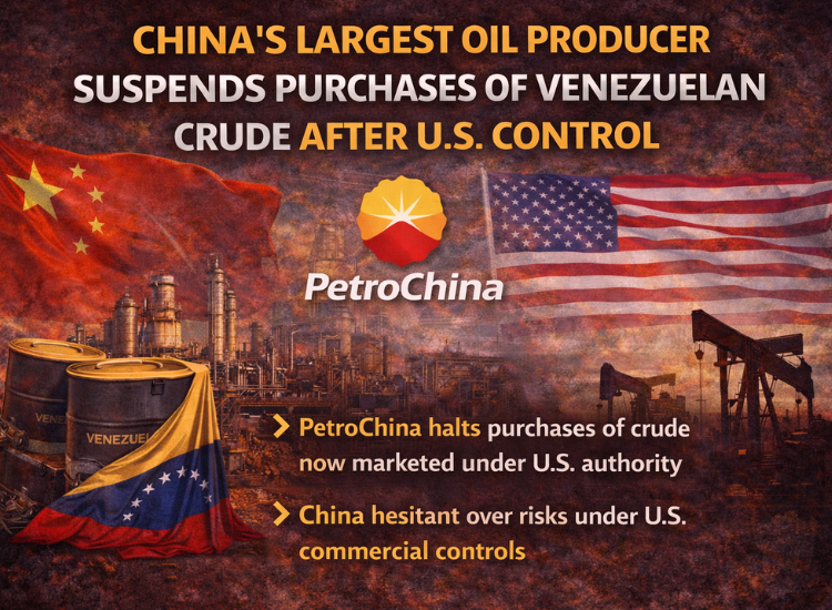 China’s Largest Oil Producer Halts Venezuelan Crude Purchases After U.S. Takeover